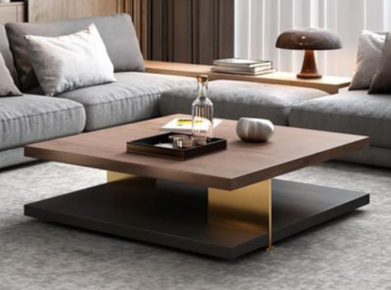 Black & Walnut Square Pedestal Coffee Table | Buy the Best Office Furniture in Pakistan at the Best Prices | office furniture near me | furniture near me