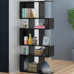 Black 5-Tier Geometric Bookshelf | Furniture near me | Furniture Store near me | Furniture market near me | office furniture near me | Furniture near me | Furniture Store near me | Furniture market near me | office furniture near me