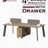 4 Person Staff Workstation with Drawer | Office Furniture | Furniture near me | Furniture Store near me | Furniture market near me | office furniture near me