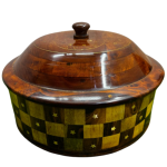 HAND-MADE WOODEN HOTPOT WITH BRASS & CARVING WORK | home accessories online | home accessories store