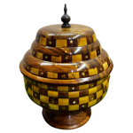 WOODEN HOTPOT WITH BRASS & CARVING WORK | home accessories online | home accessories store
